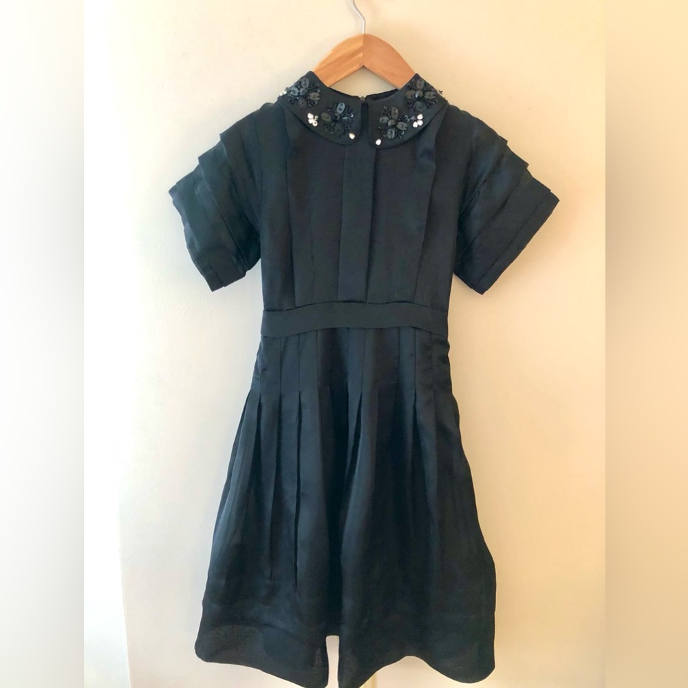Women’s Black Peter Pan Collar Dress with Embellishments